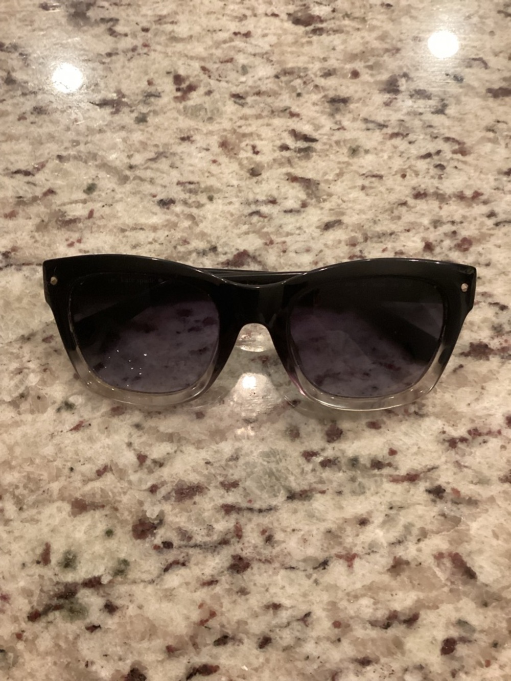 kate spade Black to Clear Gradient Cat Eye Sunglasses with Dark Lenses